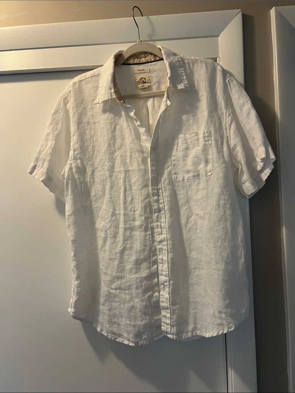 Panama Jack Women's or Men’s White Short-Sleeve 100% Linen Button-Down Shirt